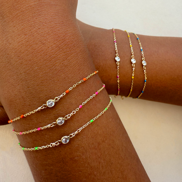 Enamel Bracelet with CZ