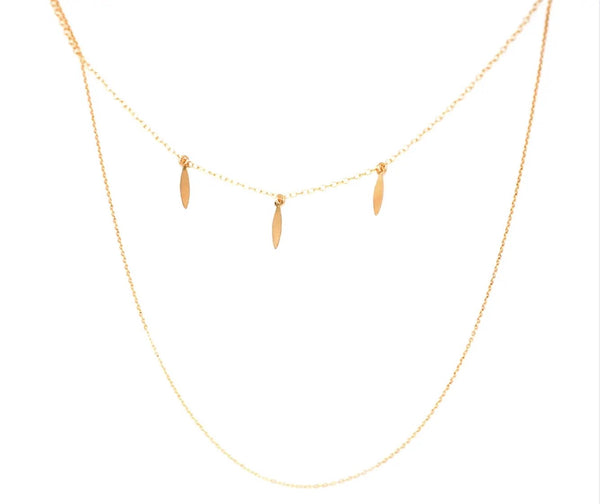 Double Chain Three Spike Necklace