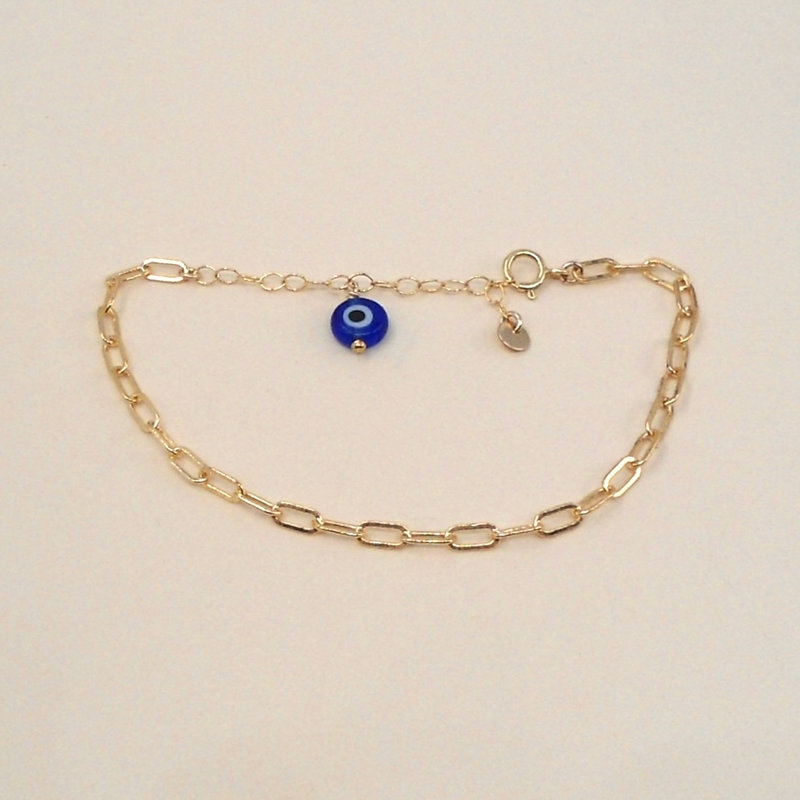 Link Chain w/ Evil Eye & Coin Bracelet