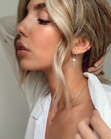 Pearl w/ Gold Triangle Earrings