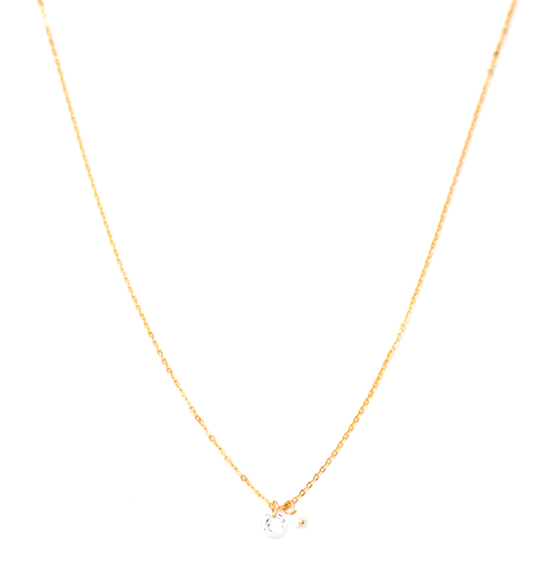 Petite CZ Pearl Charm Necklace